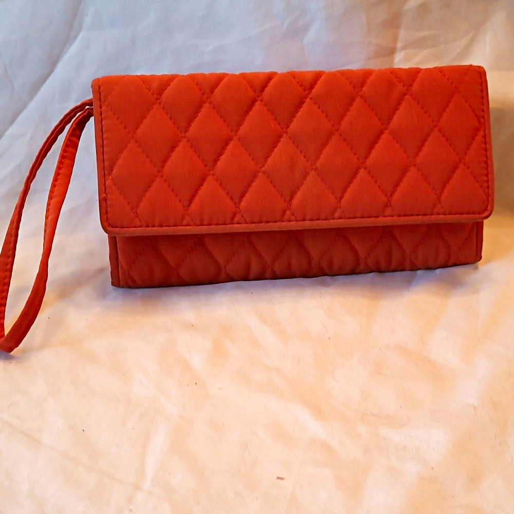 Vera Bradley Women’s Orange Solid Wristlet Wallet w/ Wrist Strap, Credit Card